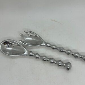 Vintage Aluminum Salad Serving Set  India Fork Spoon Bubble Handles